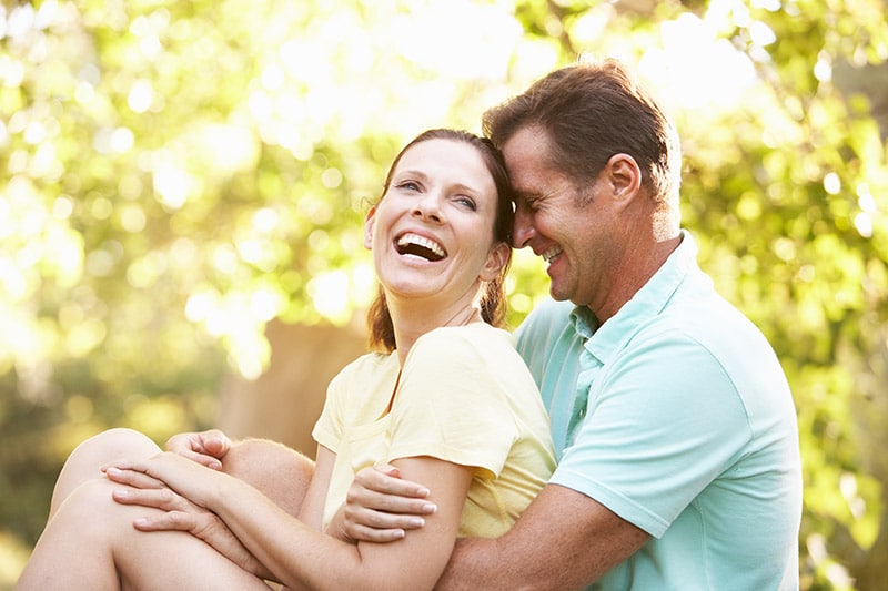 young couple in park